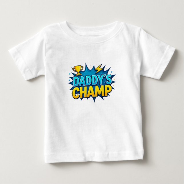 Bebé Los niños campeones de papi diseñan texto camiseta (Anverso)