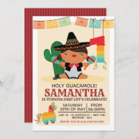 Bebé Mariachi Santa Guacamole Invitación de un año