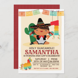 Bebé Mariachi Santa Guacamole Invitación de un año
