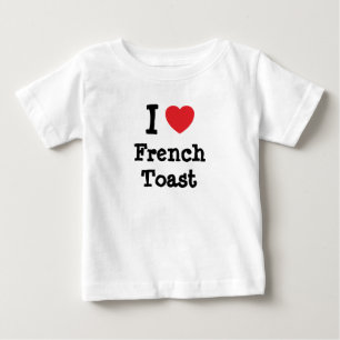 Bebé Me encanta la camiseta de corazón tostada frances