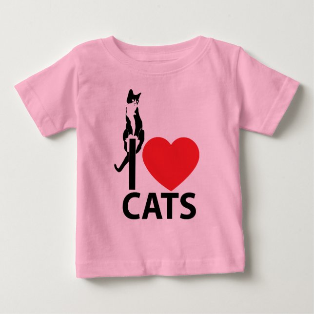 Bebé Me encanta la camiseta de gatos (Anverso)