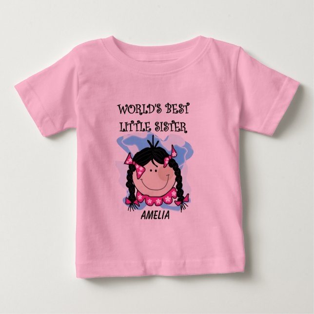 Bebé Mejor camiseta de la hermana pequeña con el pelo n (Anverso)