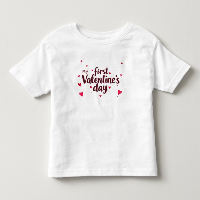 Bebé Mi primer día de San Valentín camiseta para niñas, (Anverso)