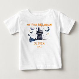 Bebé Mi Primera Camiseta de Gato de Acuarela de Hallowe