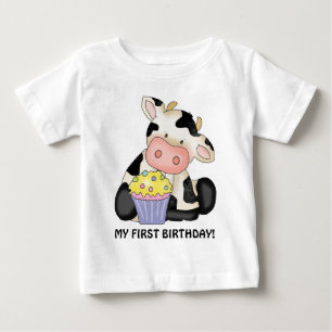 Bebé Mi primera camiseta de la vaca del cumpleaños