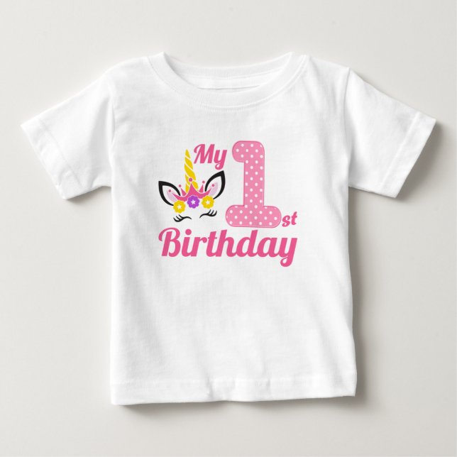 Bebé Mi primera camiseta unicornio de cumpleaños (Anverso)