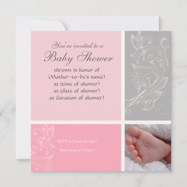 Bébé Modern Swirl n Dot - Invitación a la ducha pa (Anverso)