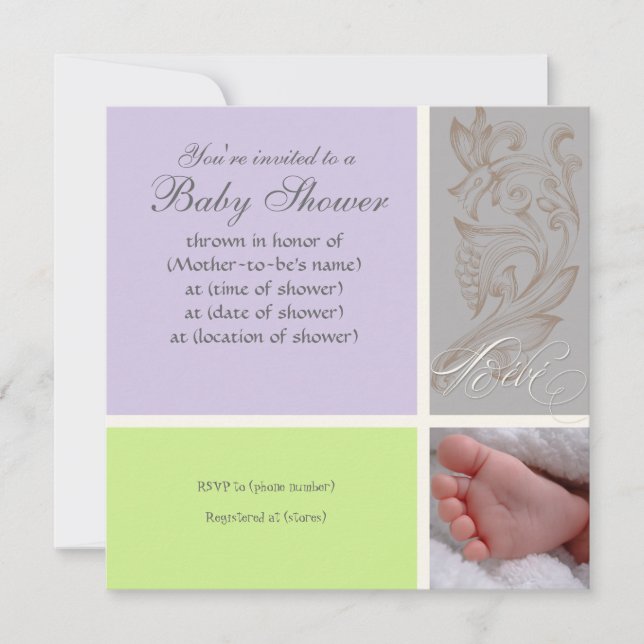 Bébé Modern Swirl n Dot - Invitación a la ducha pa (Anverso)