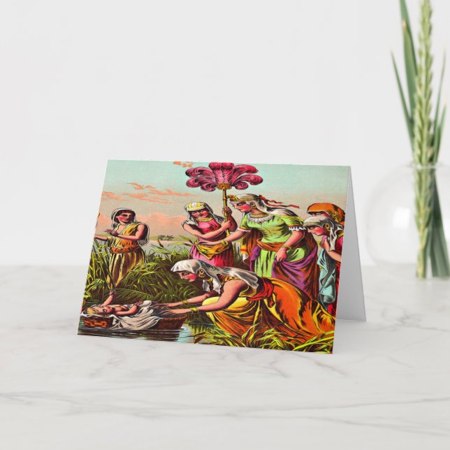 Bebé Moisés en la tarjeta de saludo del río 2 (Anverso)