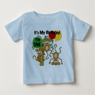 Bebé Monkey Shine Primera camiseta de cumpleaños y rega