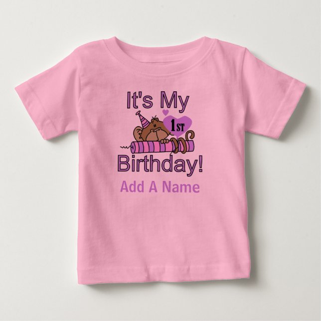 Bebé Mono con la 1ra camiseta del cumpleaños de la vela (Anverso)