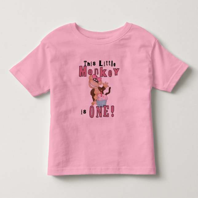 Bebé Mono Fiesta Rosa 1.ª camiseta de cumpleaños y rega (Anverso)