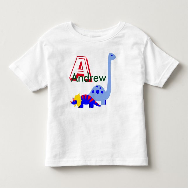 Bebé Monograma y camiseta de dinosaurio (Anverso)