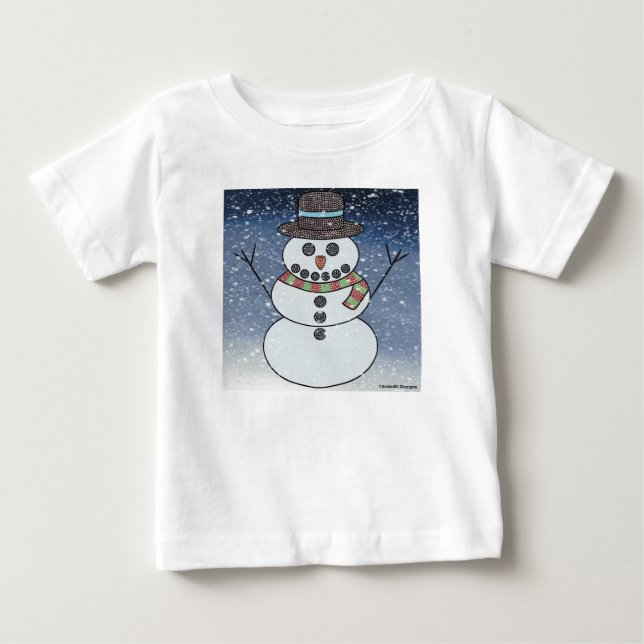 Bebé Muñeco de nieve con fondo (blanco) - camiseta de b (Anverso)