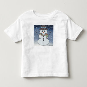 Bebé Muñeco de nieve con fondo (blanco) - camiseta para
