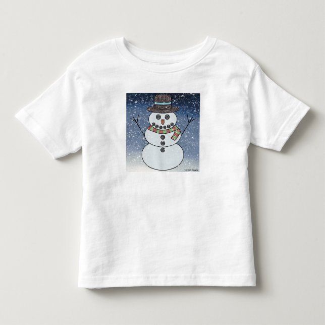 Bebé Muñeco de nieve con fondo (blanco) - camiseta para (Anverso)