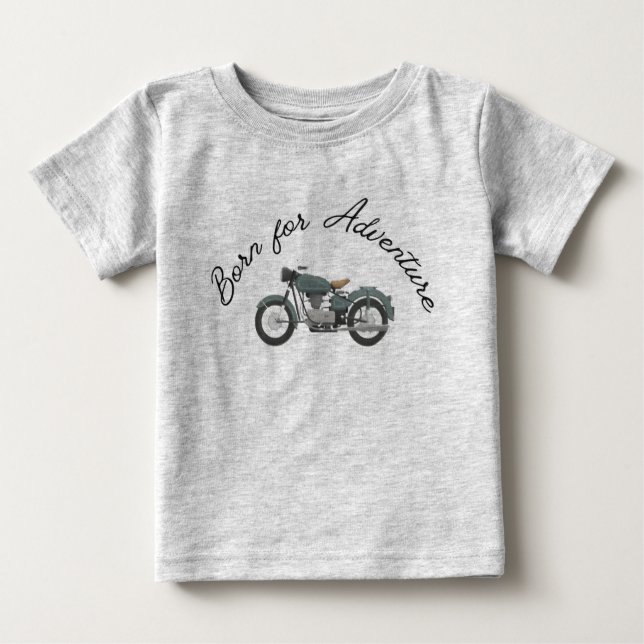 Bebé Nacido para aventura: camiseta con tema de motocic (Anverso)