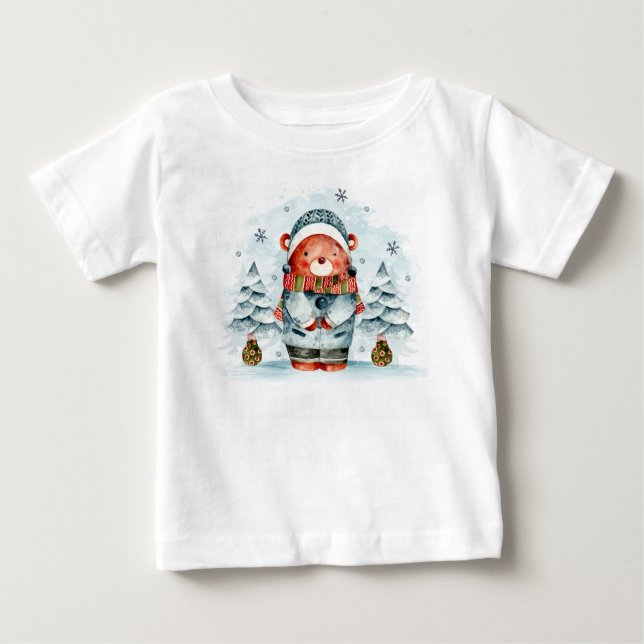 Bebé Navidades Adorables Cuelgan El Oso En Camiseta De  (Anverso)
