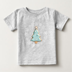 Bebé Navidades blancos, camiseta con galleta de pan de 