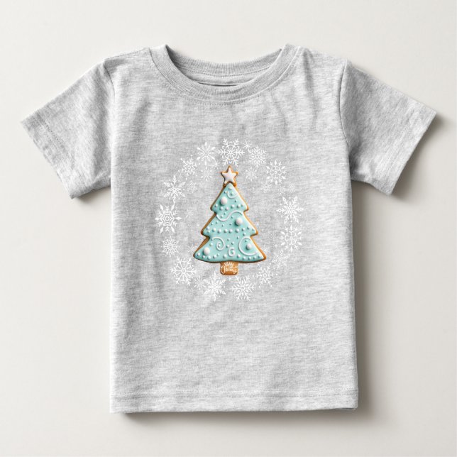 Bebé Navidades blancos, camiseta con galleta de pan de  (Anverso)
