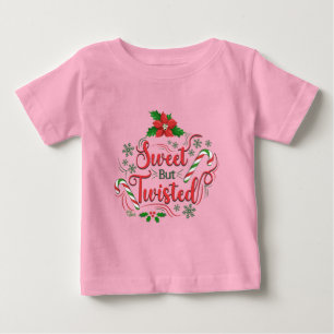 Bebé Navidades dulces pero torcidos camiseta de niño