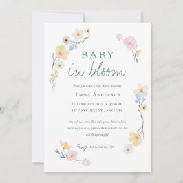 Bebé neutral en flor bebé Invitación a ducha
