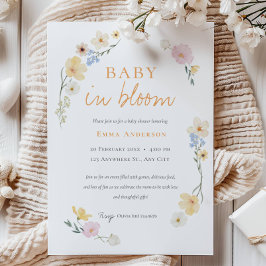 Bebé neutral en flor bebé Invitación a ducha