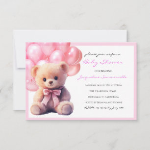 Bebe Niña Oso con Lazo Rosa Baby Shower