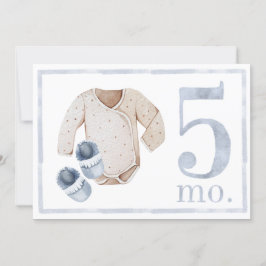 Bebé niño acuarela hito tarjeta de cinco meses