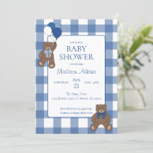 Bebé Niño Azul Ositos Apenas Cumpleaños Invitación