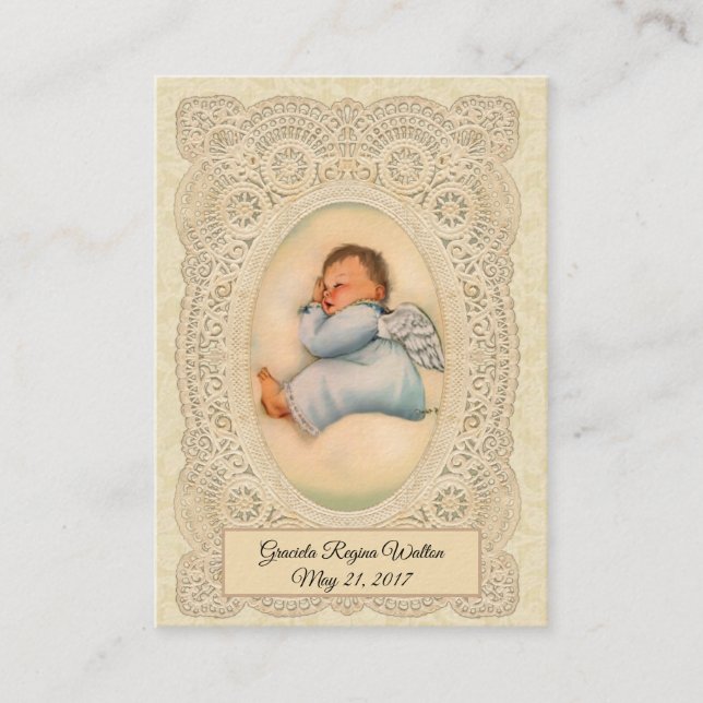 Bebé niño bautismo recuerdo tarjeta sagrada (Anverso)
