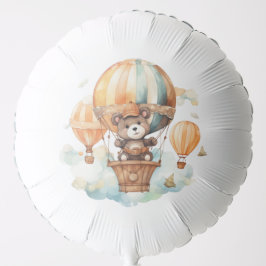 Bebé niño con globo de aire caliente de Teddy Bear