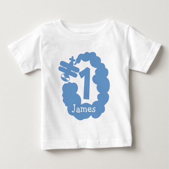 Bebé Niño en su 1er cumpleaños | Camiseta de avión pers (Anverso)
