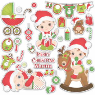 Bebé niño merry Personalizado navideño Pegatina