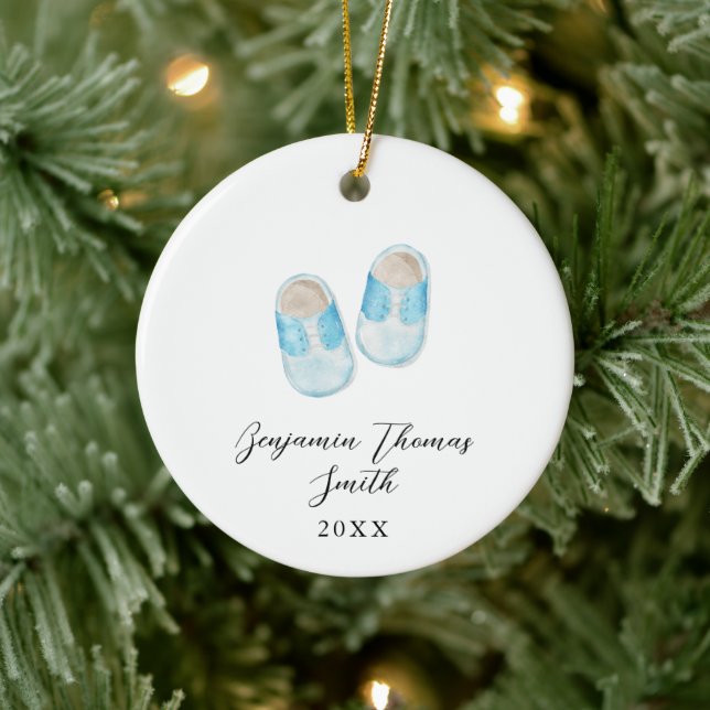 Bebé Niño Zapatos Azules Navidades Ornamento cerám (Árbol)