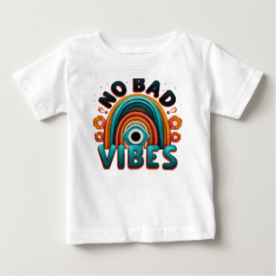 Bebé No malas vibras. Camiseta con diseño retro de arco