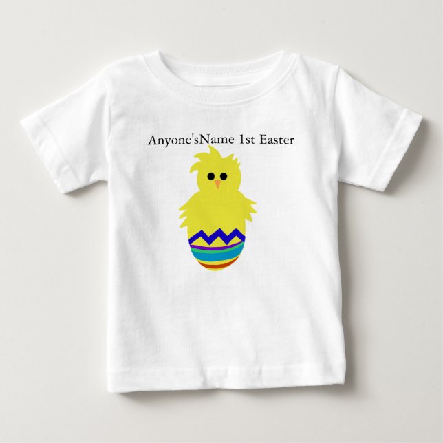 Bebé NOMBRE DEL personalizar Primera Camiseta de Huevo  (Anverso)