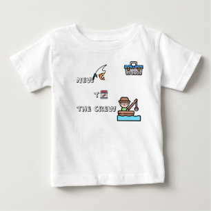 Bebé "Nuevo en la Tripulación" AZUL Camiseta de Pescado