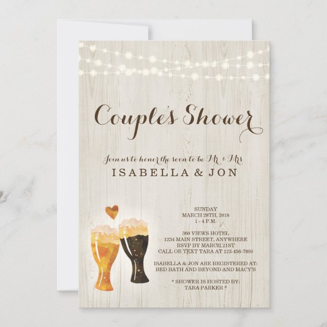 Bebé nupcial de la boda de la invitación de la (Anverso)