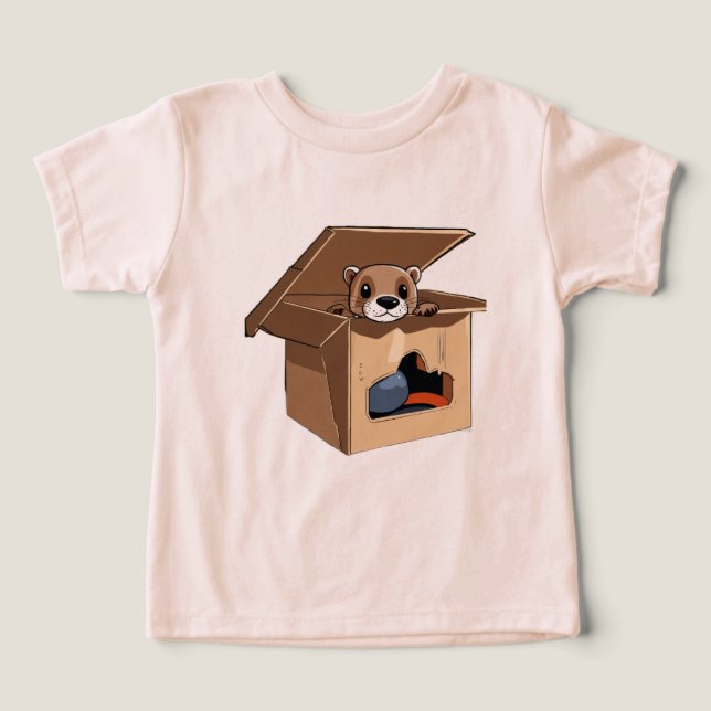 Bebé Nutria Adorable en una Caja de Cartón (Diseño delantero )