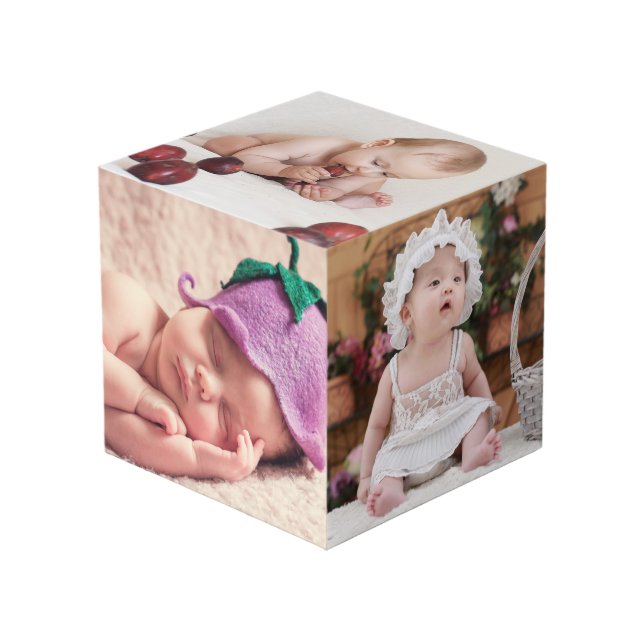 Bebé o niños personalizados de la familia 4" cubo (Angulo Anverso)