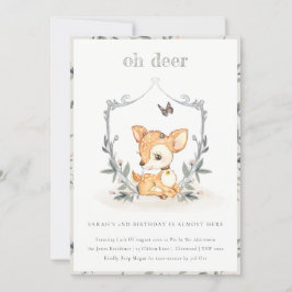 Bebé Oh Deer Floral Escudo Cualquier Invitación de