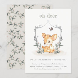Bebé Oh Deer Floral Escudo Cualquier Invitación de