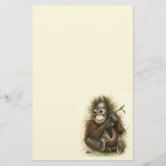 Bebé orangután con hojas (Anverso)