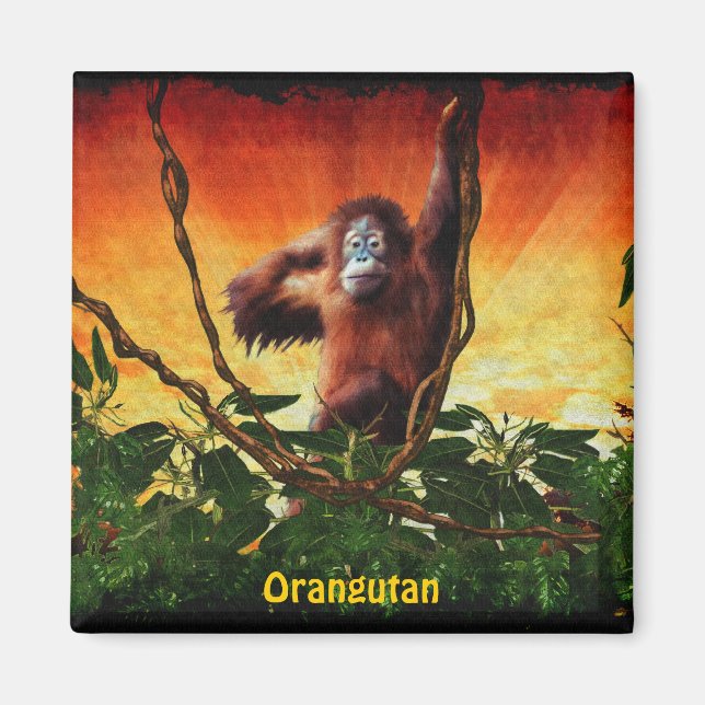 Bebé Orangutan y la jungla como imán de arte para  (Frente)