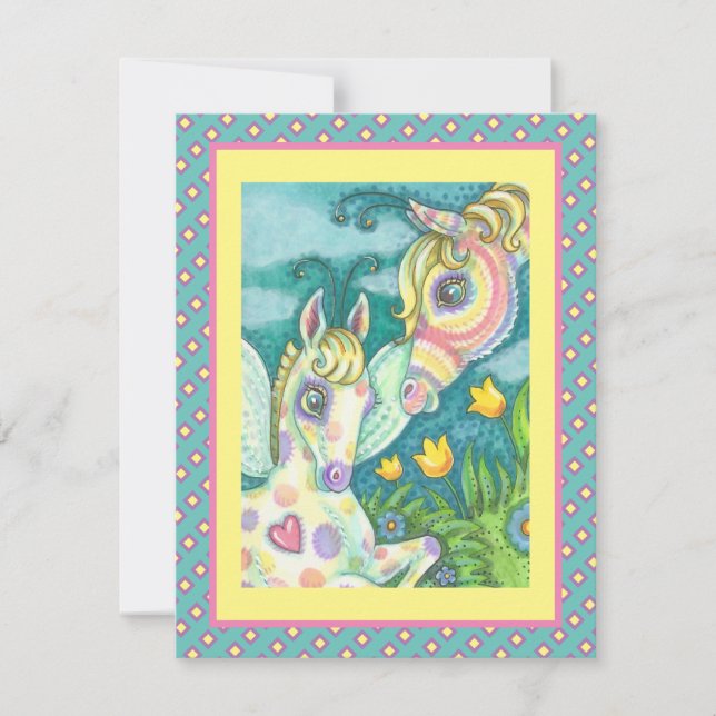 BEBÉ ORIENTAL, CABALLO DE PRIMAVERA, TARJETA PLANA (Anverso)