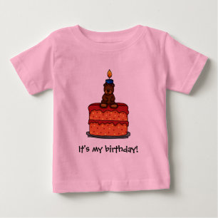 Bebé Oso chica en camiseta de torta de cumpleaños