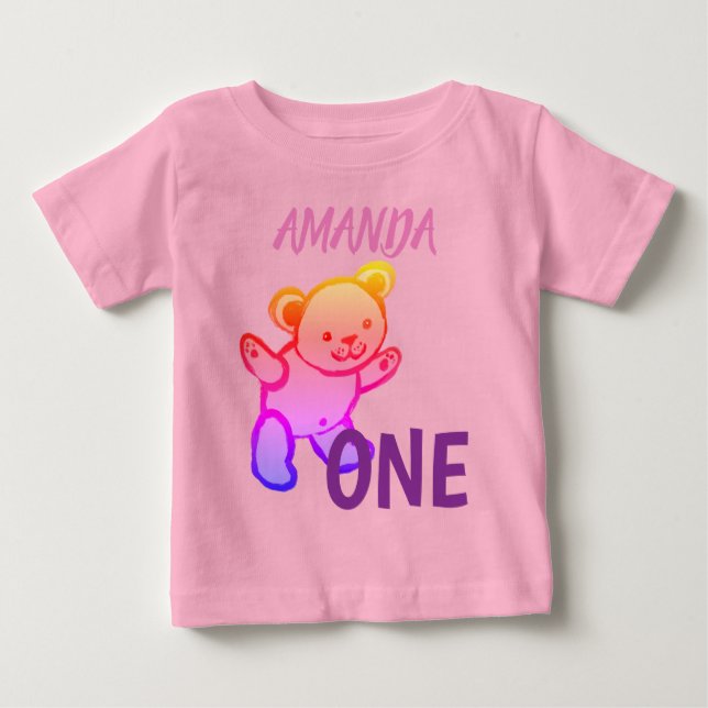 Bebé Oso de peluche colorido, UNO, camiseta (Anverso)