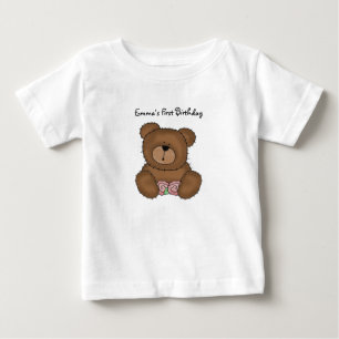Bebé Oso de peluche con flores camiseta infantil