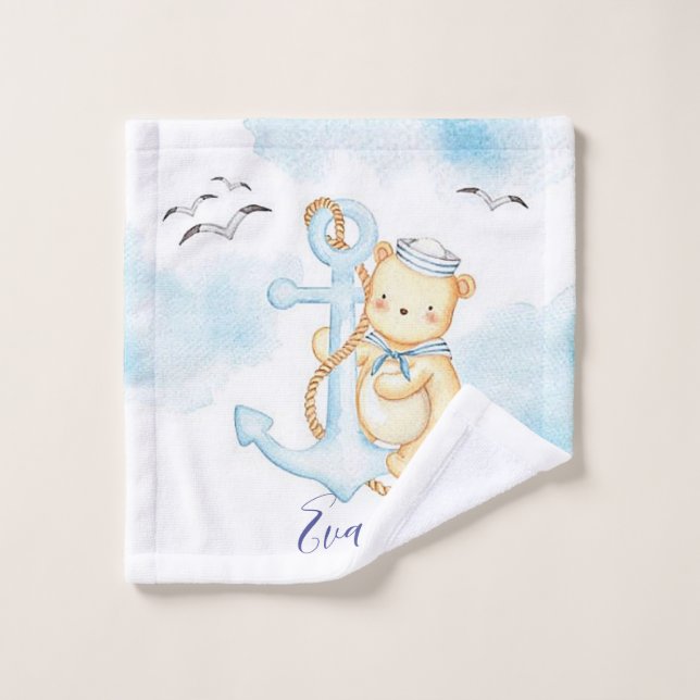 Bebé oso marinero lindo  (Toallita)